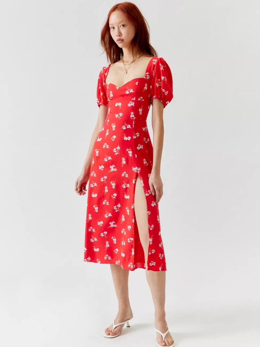 Bardot Gillian midi dress red floral - XS